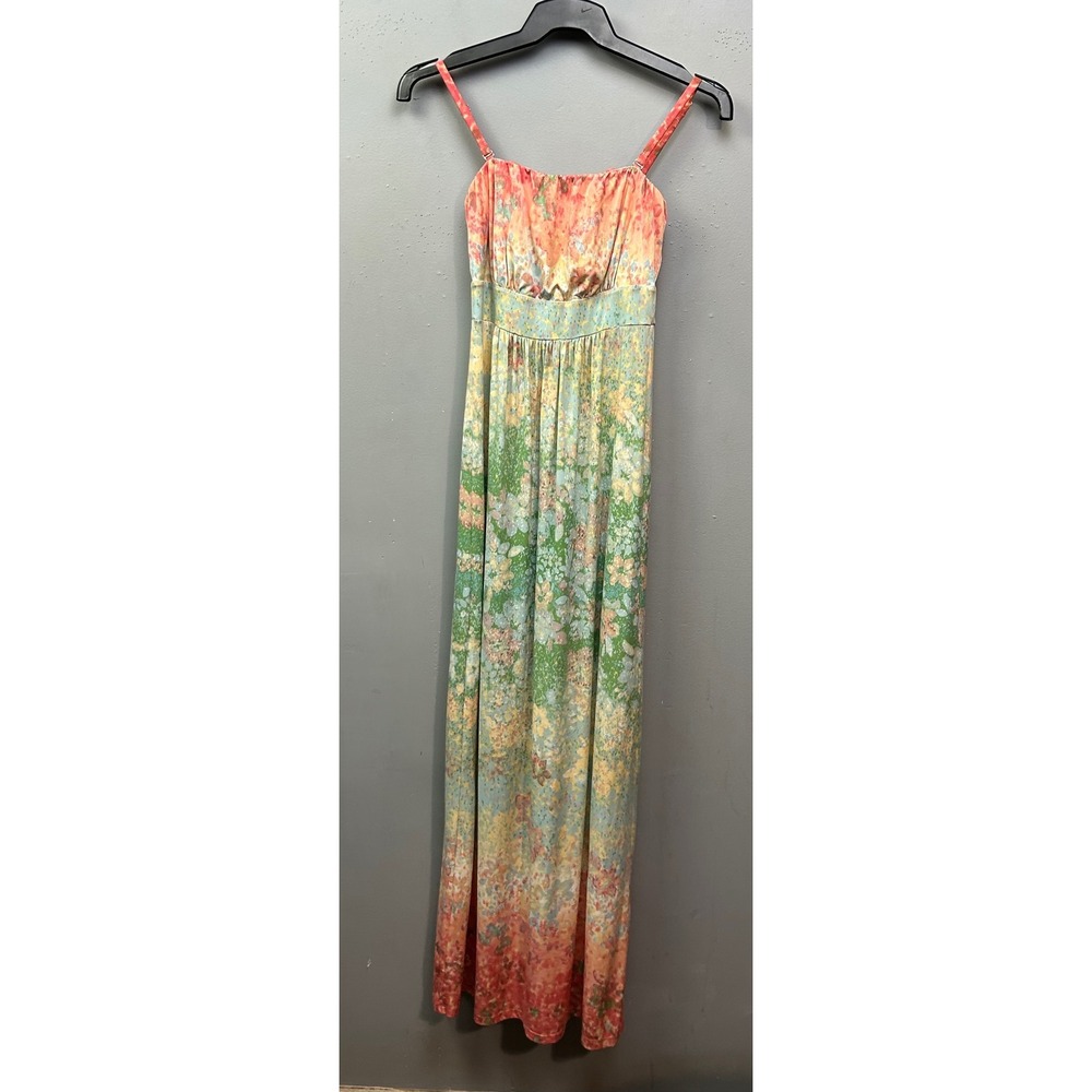 Soma Maxi Dress Womens XS Multicolor Floral Empire Waist Adjustable Straps Long
